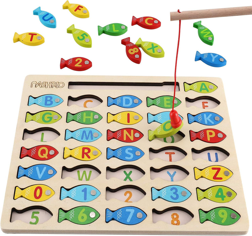 Magnetic Wooden Fishing Game Toy for Preschoolers