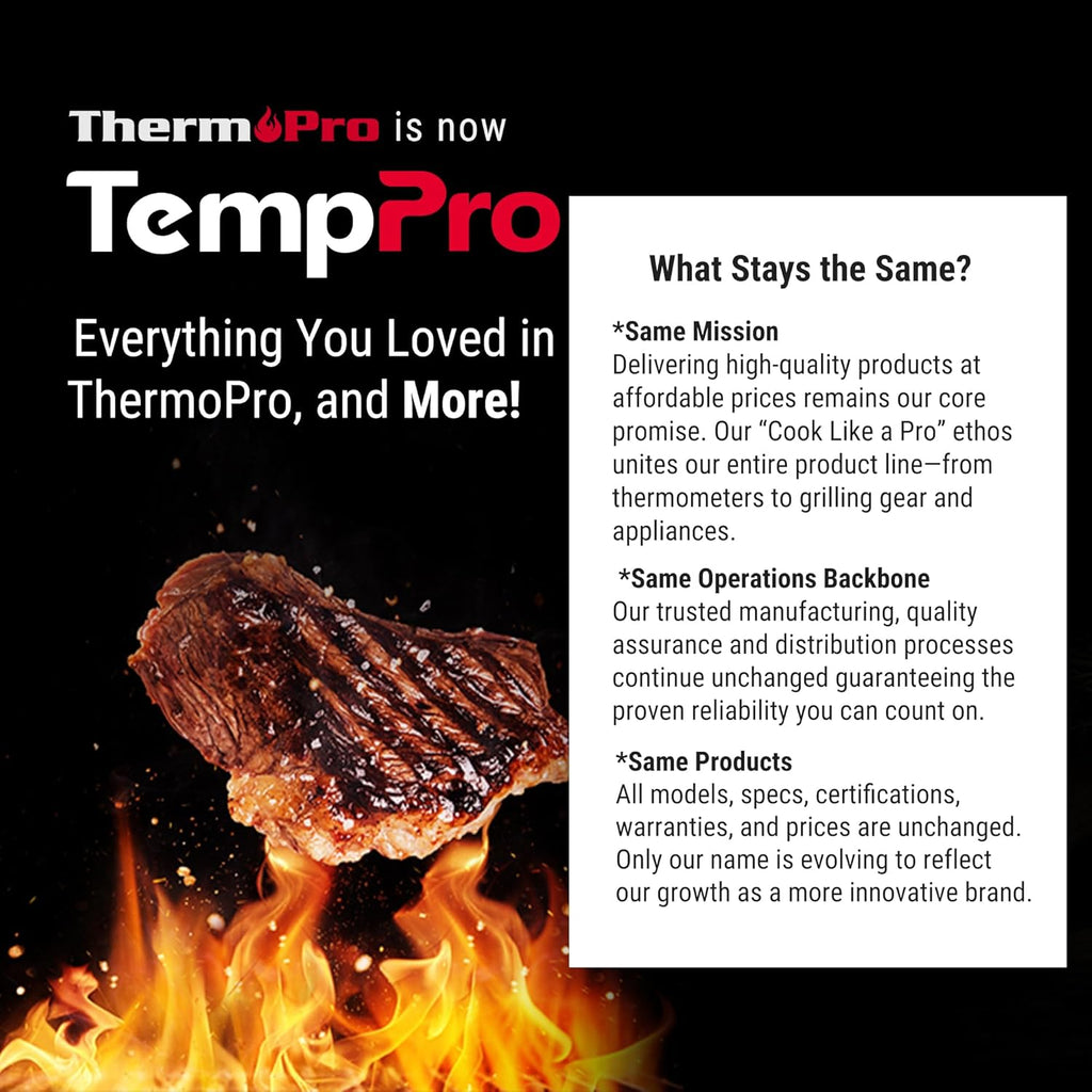 TempPro TP16 Large LCD Digital Cooking Food Meat Thermometer for Smoker Oven