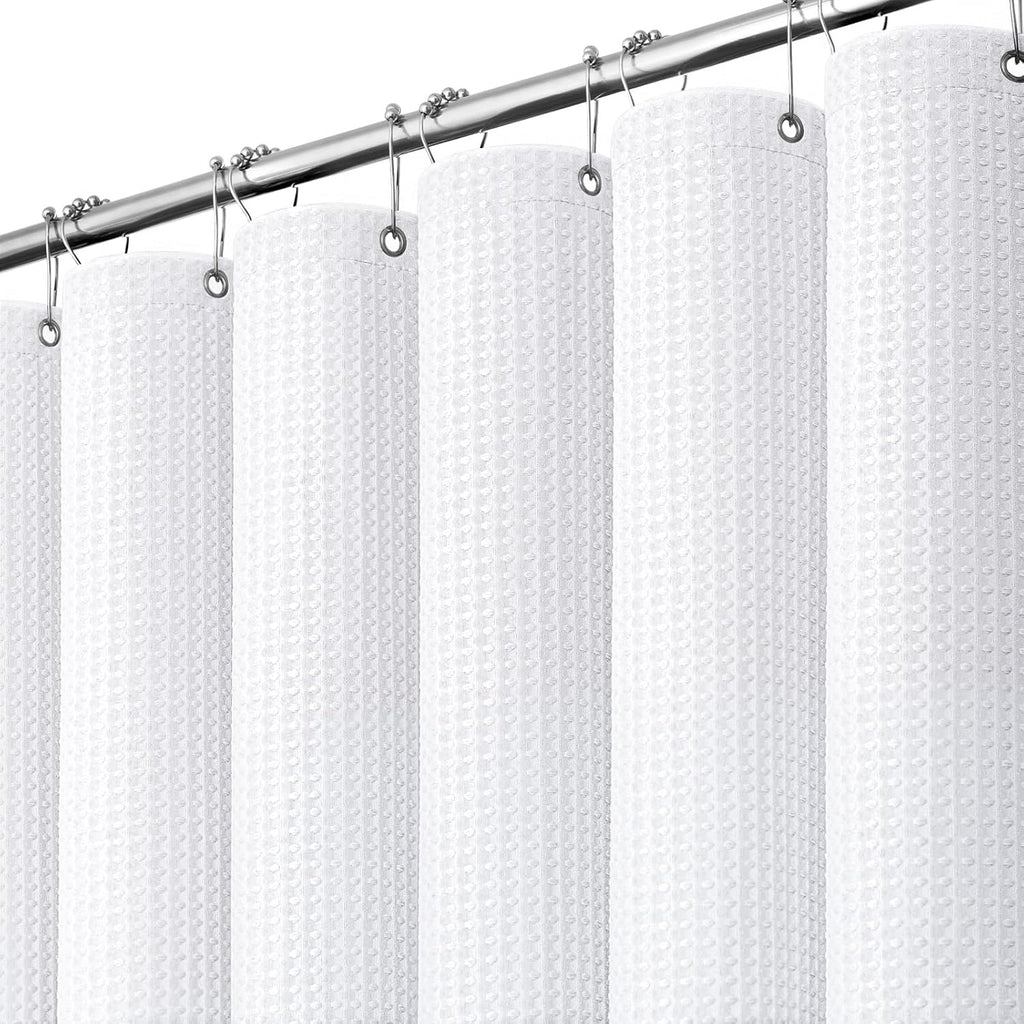 Waffle Shower Curtain 256 GSM Heavy Duty Fabric 72"x72" White