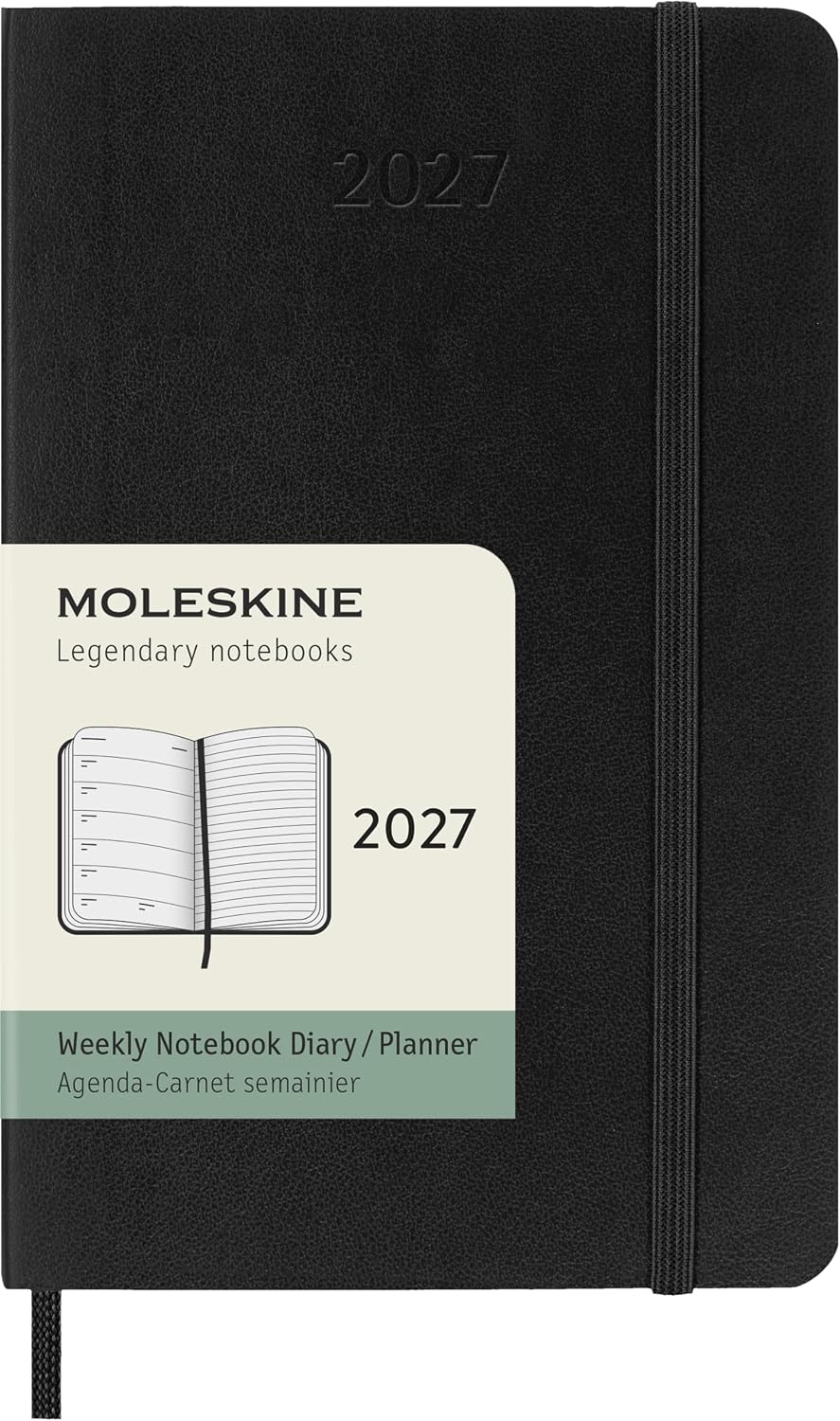 Moleskine 2027 12-Month Weekly Planner, Pocket, Black, Softcover - moleskine 12 month weekly planner soft cover