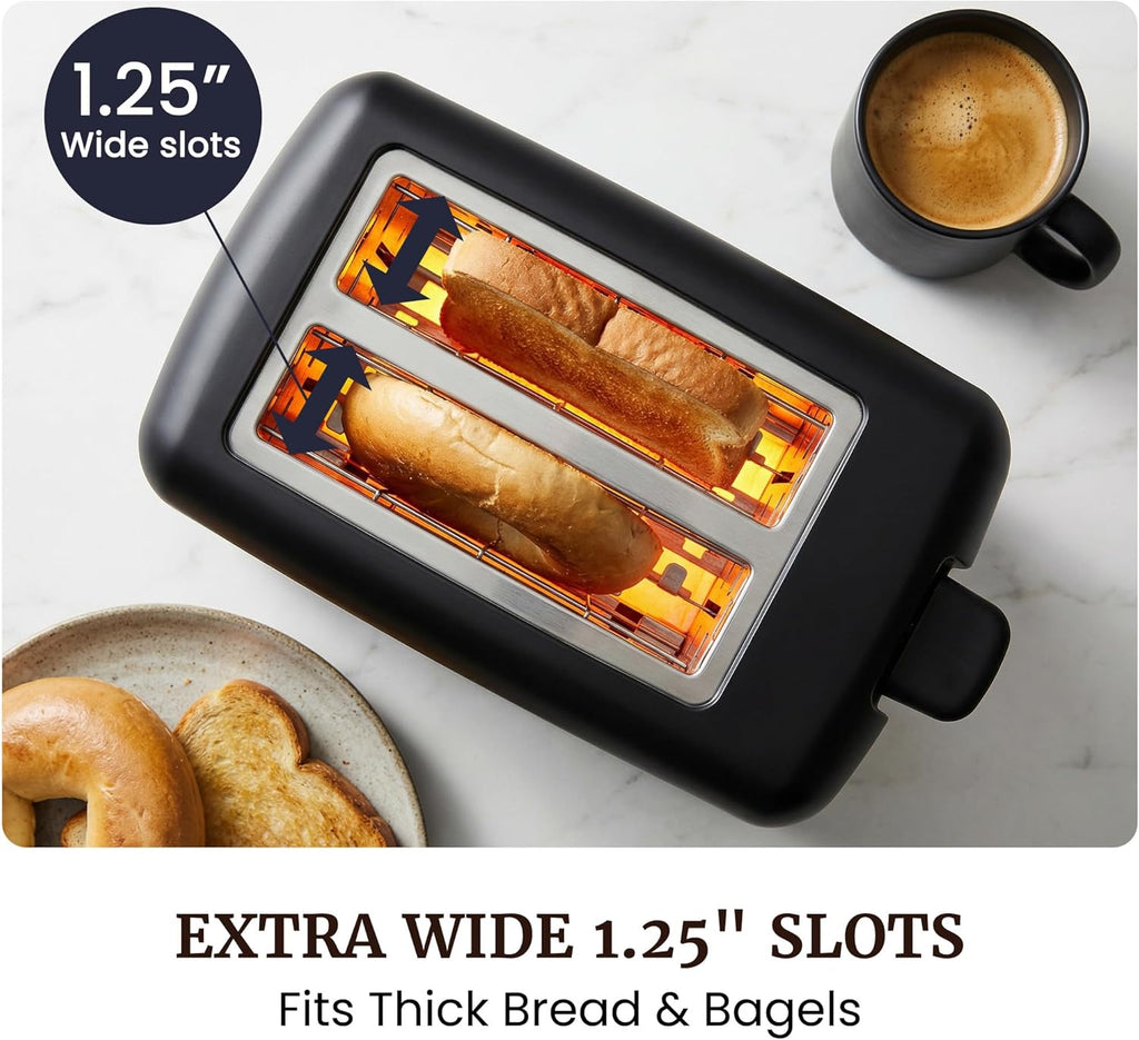 Elite Gourmet 2-Slice Cool Touch Toaster – 6 Browning Levels, Extra Wide