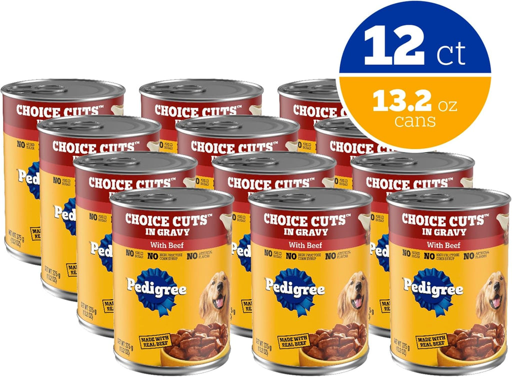 Pedigree Wet Dog Food, Choice Cuts Adult Canned Dog Food with Beef, 13.2 oz.