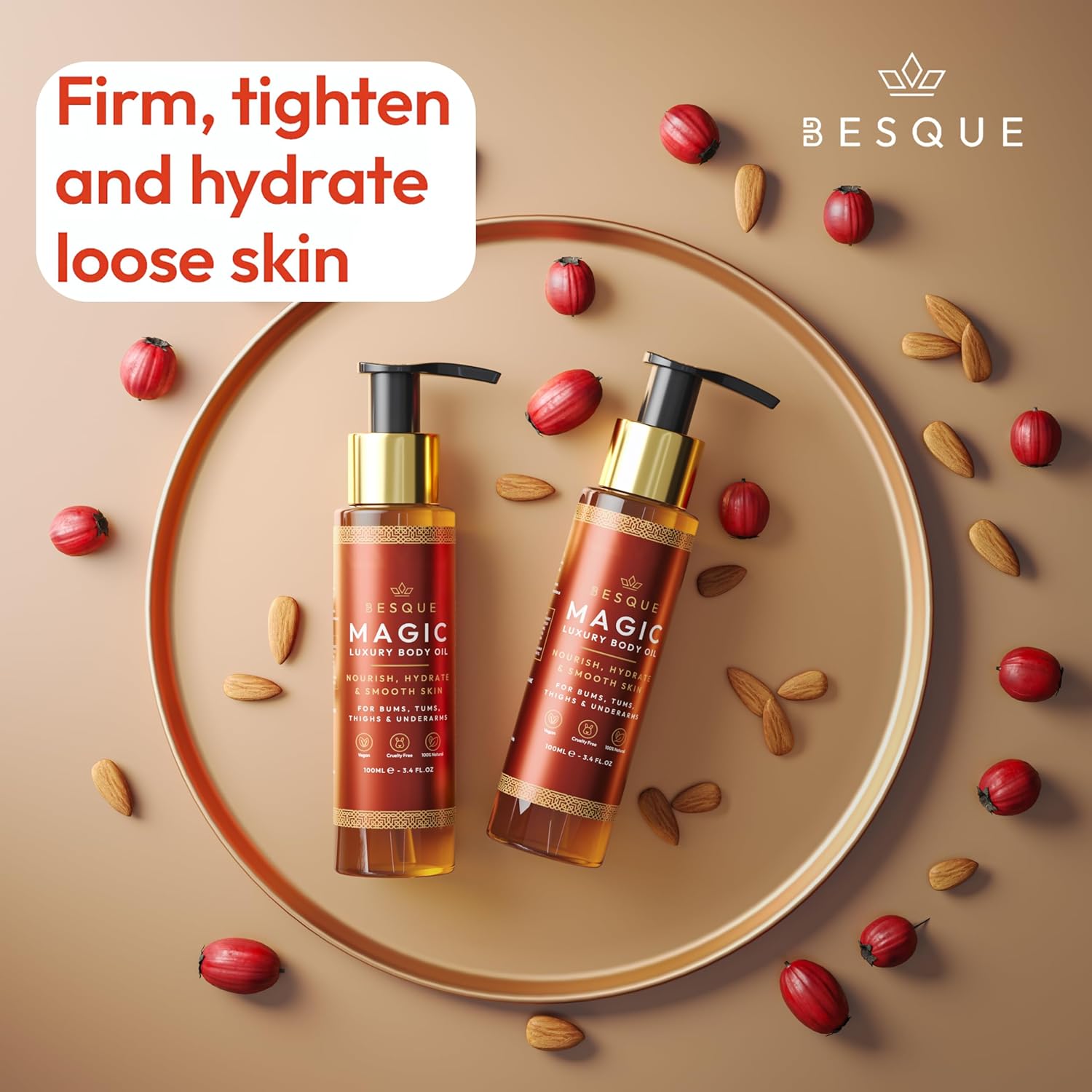 Besque Magic Body Oil, 3.4 FL OZ, After Shower Body Oil For Women, Hydrating