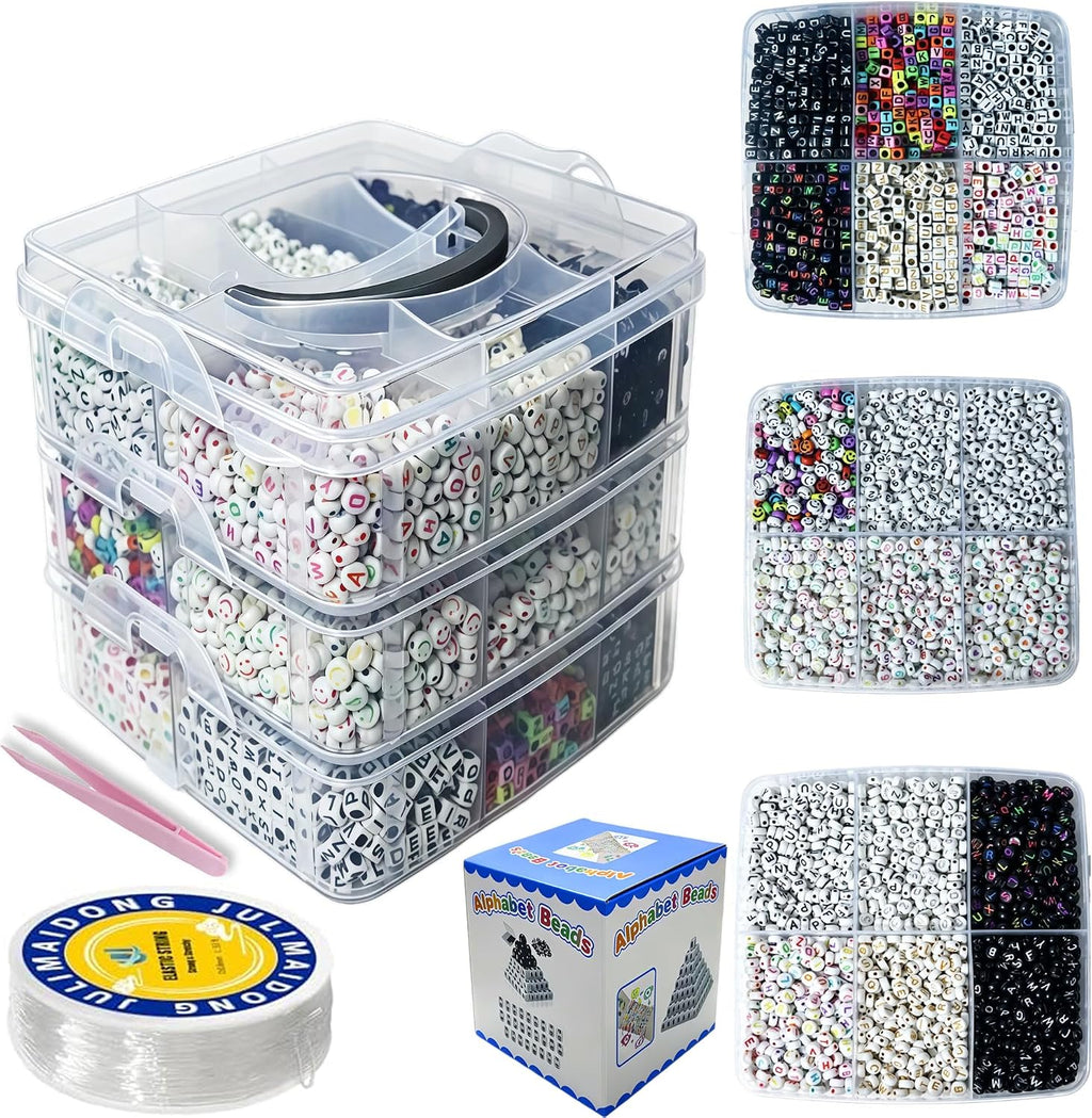 Alphabet Beads A-Z 6200+Pcs Letter Number Hearts Bracelets Bead