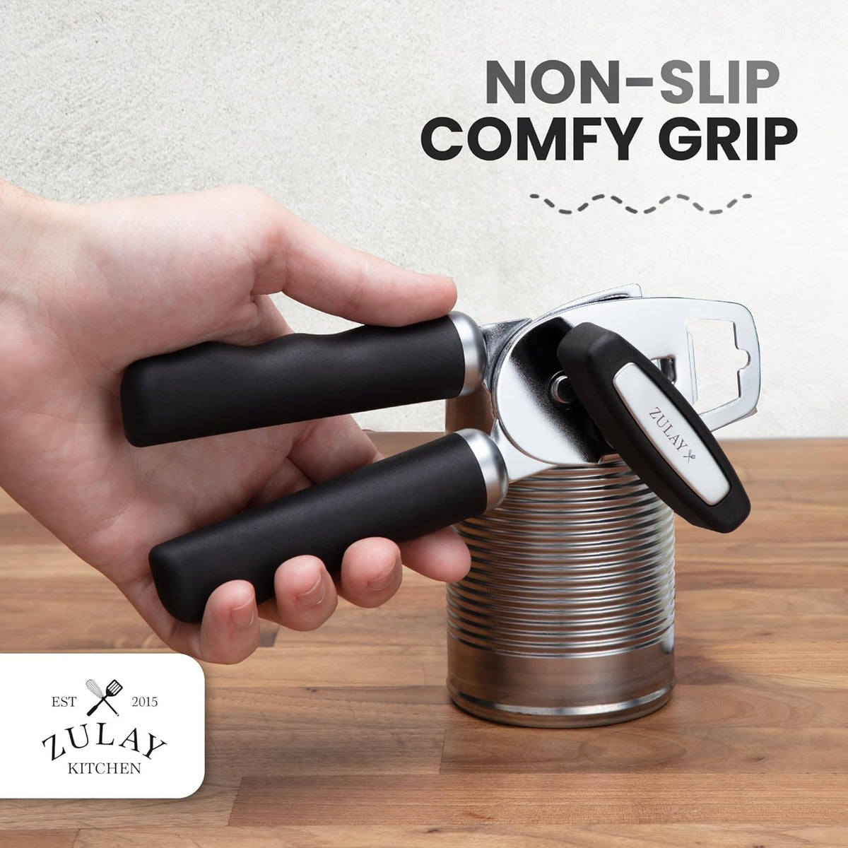 Zulay Kitchen Heavy Duty Stainless Steel Can Opener Manual with Bottle Opener