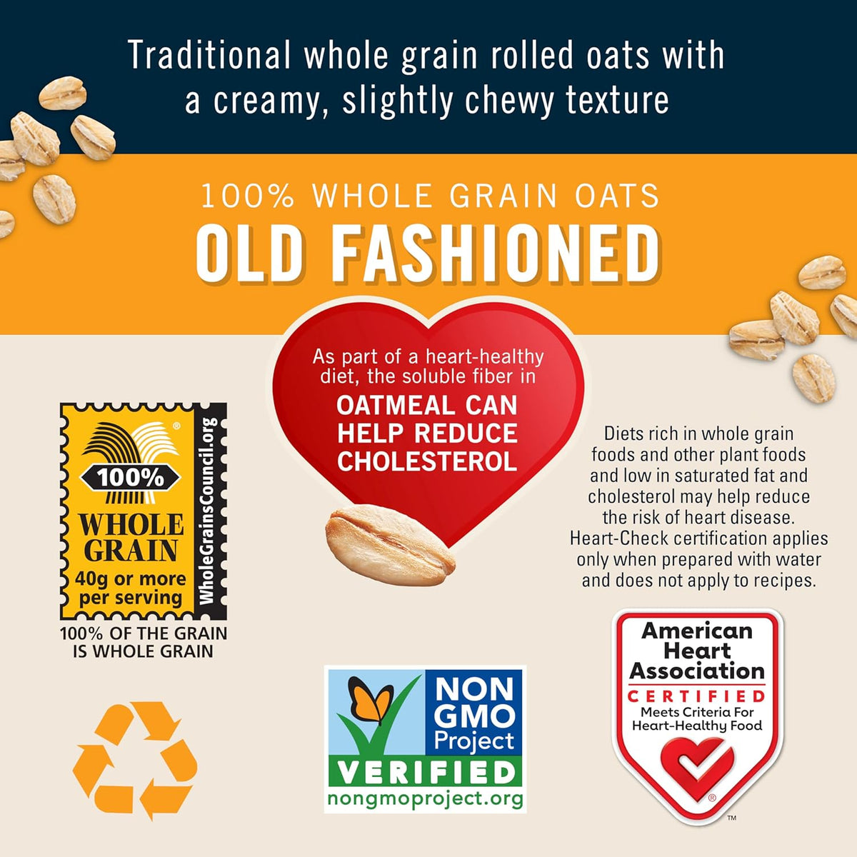 Quaker Old Fashioned Rolled Oats, Non GMO Project Verified, Two 64oz Bags in