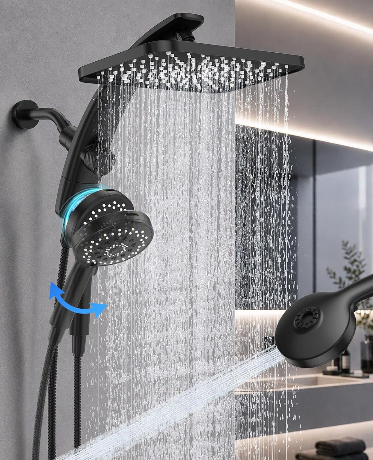 Veken 12" Rain Shower Head with Handheld,High Pressure Power Wash,Magnetic