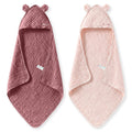 Momcozy 6-Layer Muslin Cotton Baby Towels with Hood, 32x32 Inch, Pink