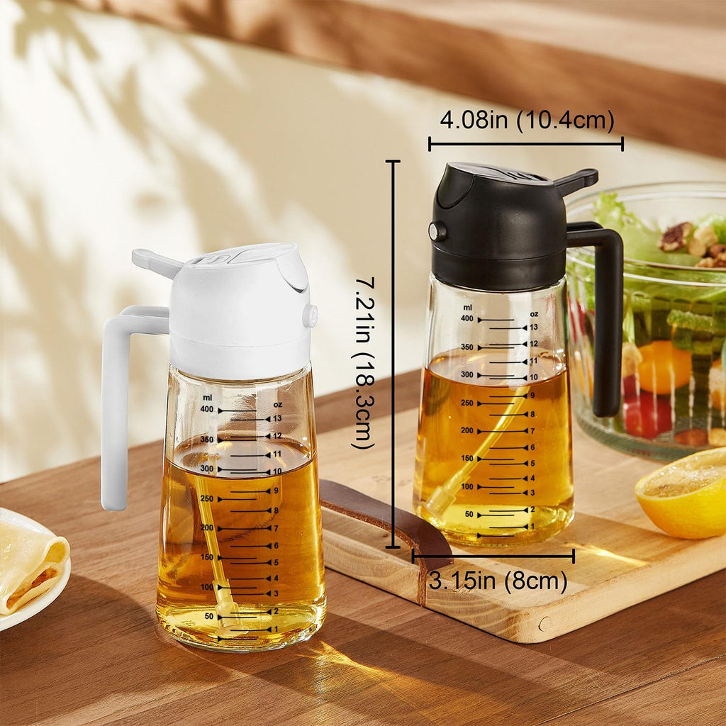 TrendPlain 16oz/470ml Glass Olive Oil Sprayer for Cooking – 2 in 1 Olive Oil