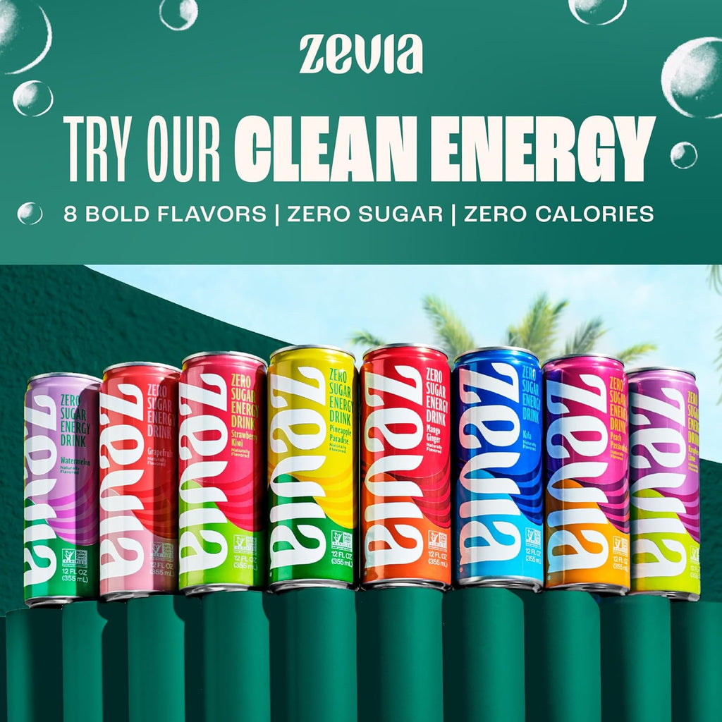 Zevia Zero Sugar Soda, Cola, 12 oz Cans (24-Pack) – Naturally Sweetened, Zero