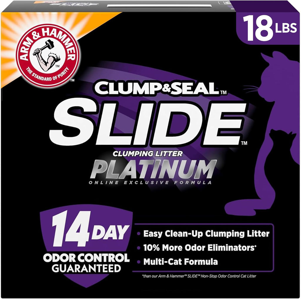ARM & HAMMER Slide Platinum Easy Clean-Up Clumping Cat Litter, 18 lbs - arm & hammer platinum slide easy clean clumping