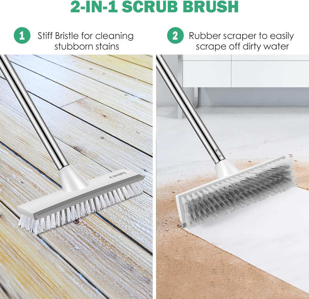 SetSail Floor Scrub Brush with 51-Inch Long Adjustable Handle 2 in 1 Scrape