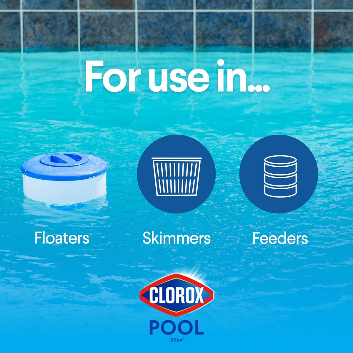 Clorox Pool&Spa XTRABLUE 3” Chlorinating Tablets, Individually Wrapped, Kills