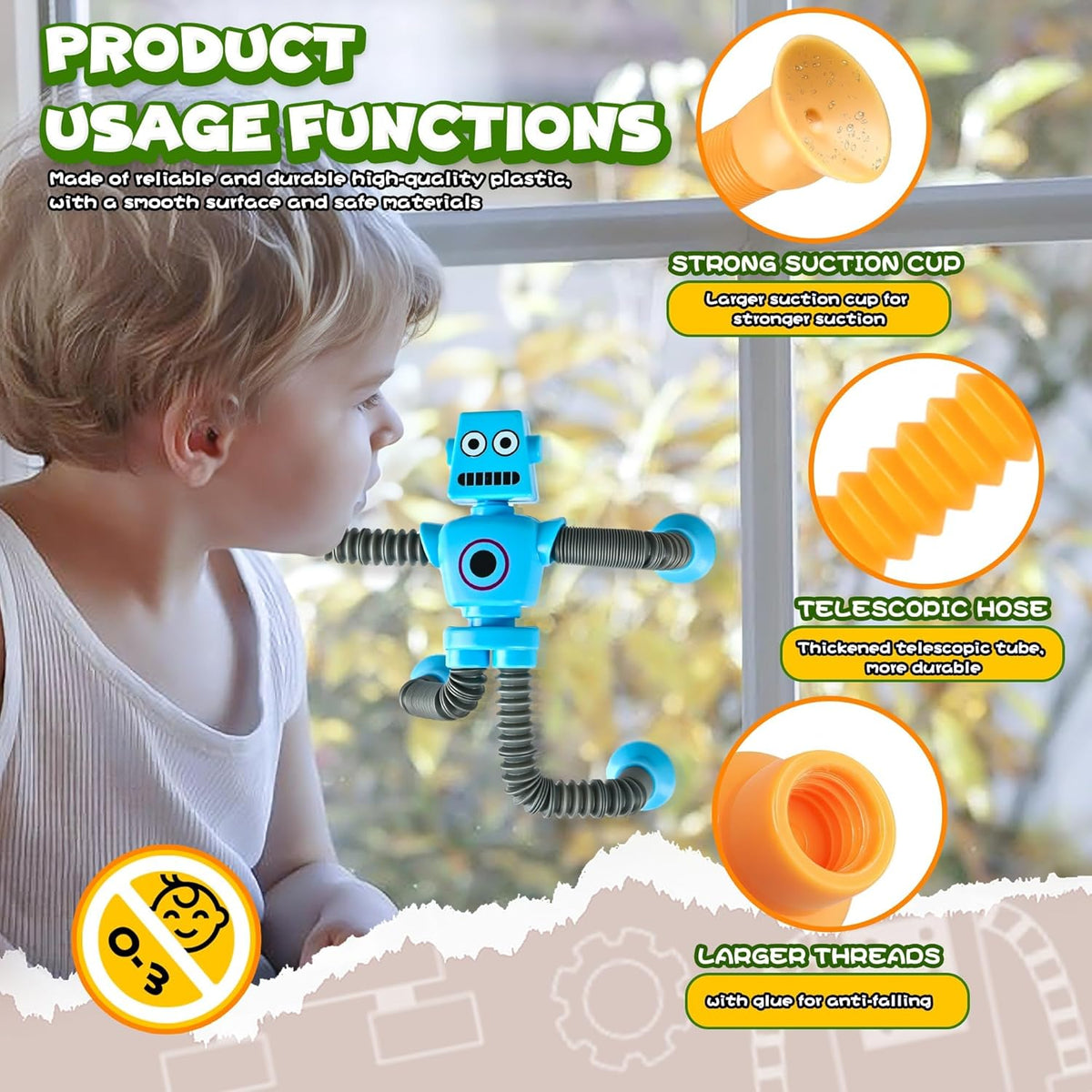 Robot Sensory Travel Roadtrip Toys 4Pcs for Toddlers Kid Boy Year Old Ages 3