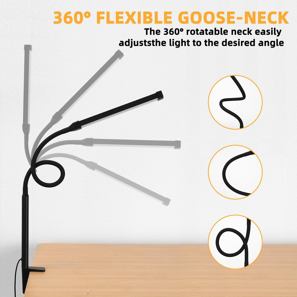 Voncerus LED Desk Lamp with Clamp, Eye-Caring Clip on Lights for Home Office