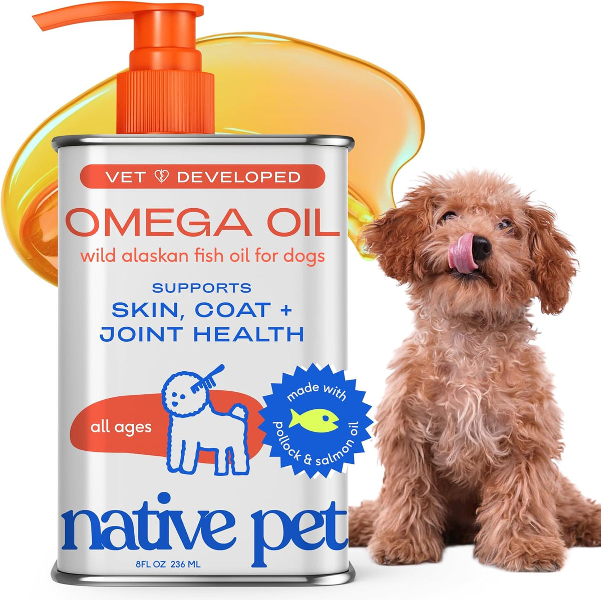 Native Pet Omega 3 Fish Oil for Dogs & Cats – Wild Alaskan Salmon Oil for