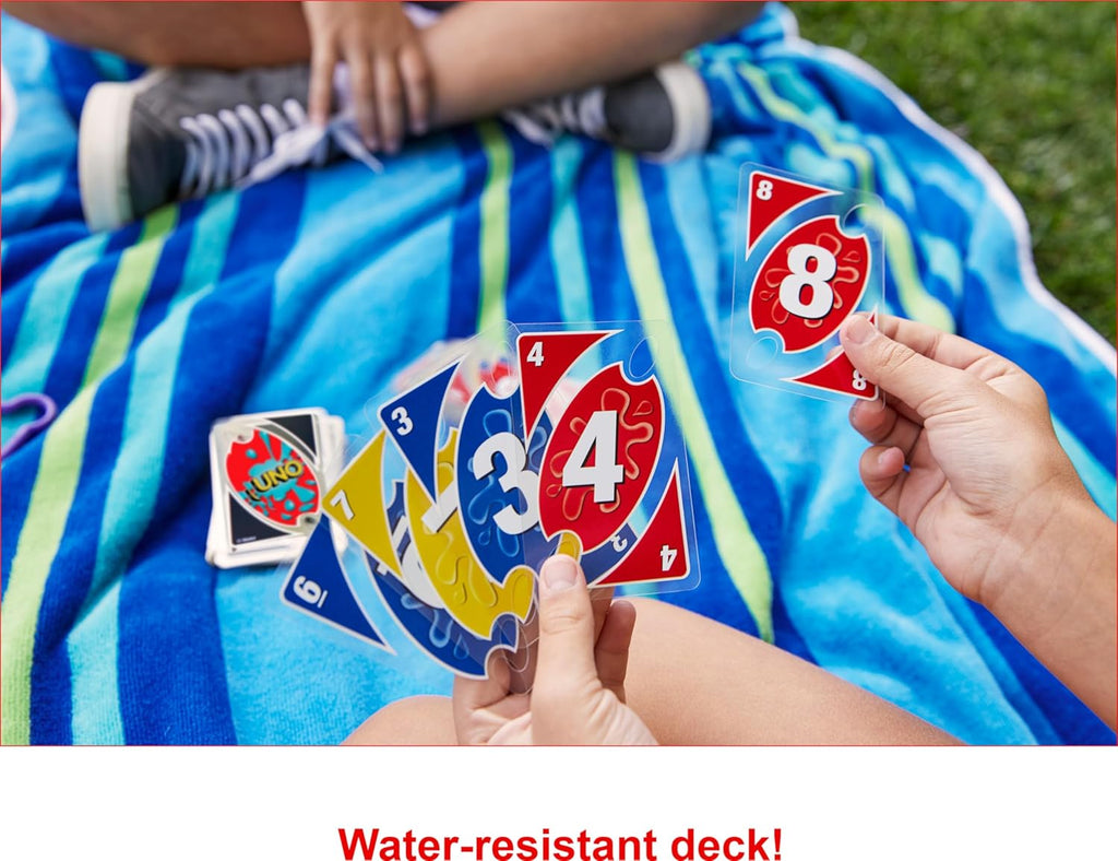 Mattel Games UNO Splash Card Game with Waterproof Cards and Portable Clip for