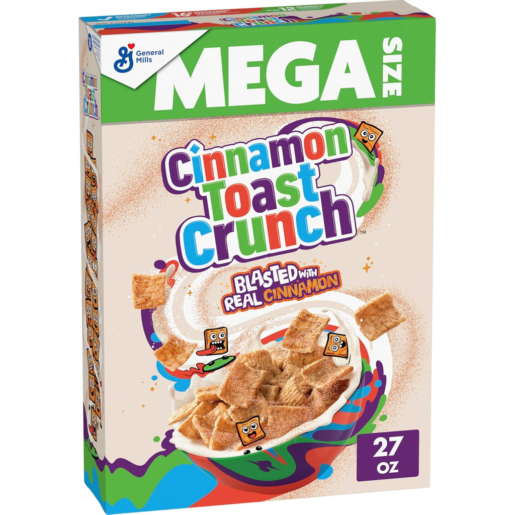 Cinnamon Toast Crunch Breakfast Cereal, Crispy Cinnamon Cereal, Mega Size, 27