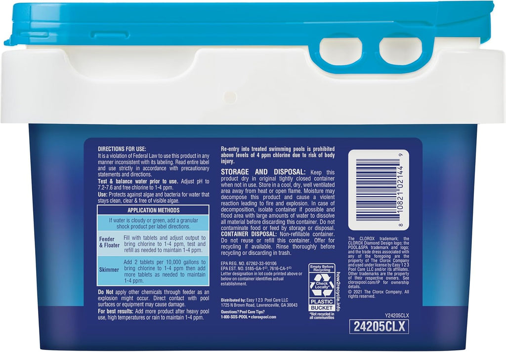 Clorox Pool&Spa XTRABLUE 3” Chlorinating Tablets, Individually Wrapped, Kills