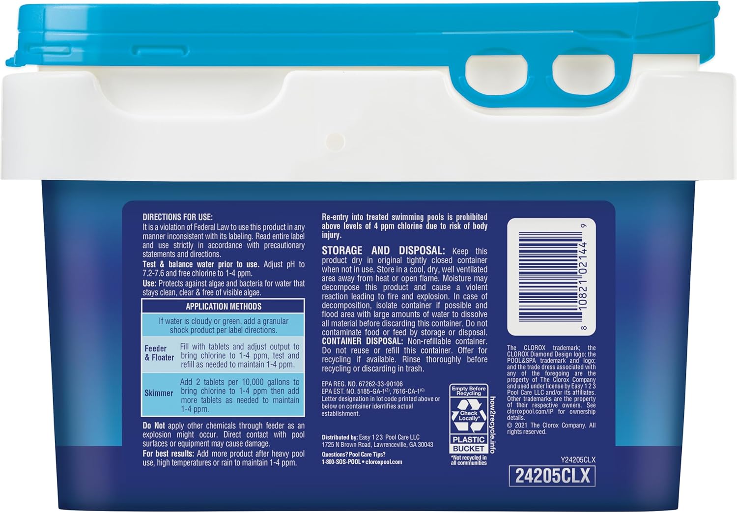 Clorox Pool&Spa XTRABLUE 3” Chlorinating Tablets, Individually Wrapped, Kills