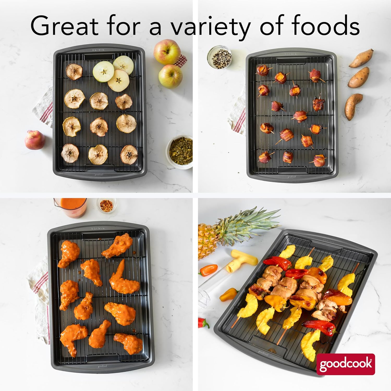GoodCook 15” x 10.5” Nonstick Carbon Steel Baking Pan & Raised Wire Rack