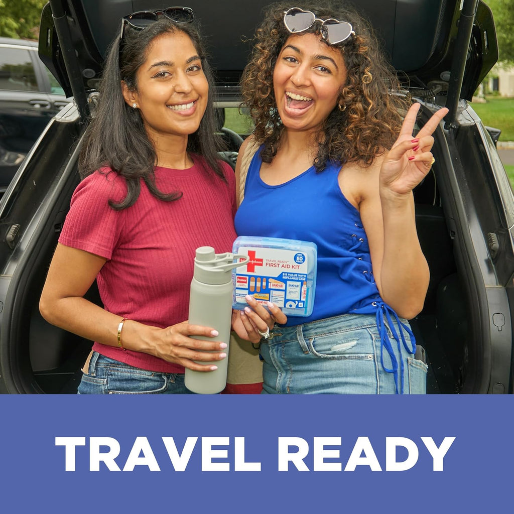 BAND-AID Brand Travel Ready Portable Emergency First Aid Kit for Minor Wound