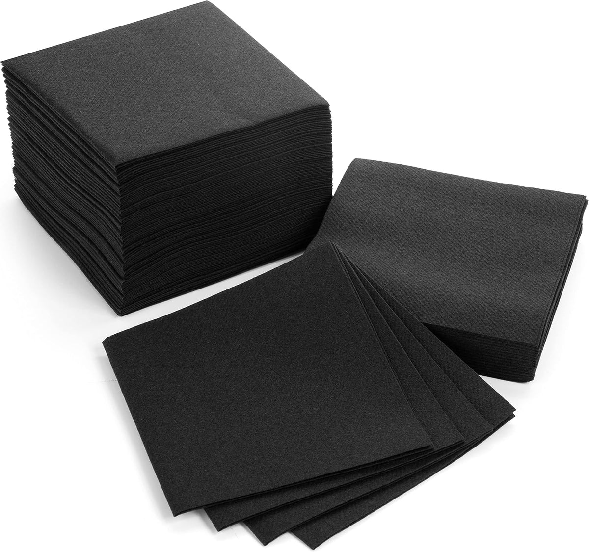Cocktail Napkins-Disposable Beverage/Bar Napkins-Black Linen-Like Square