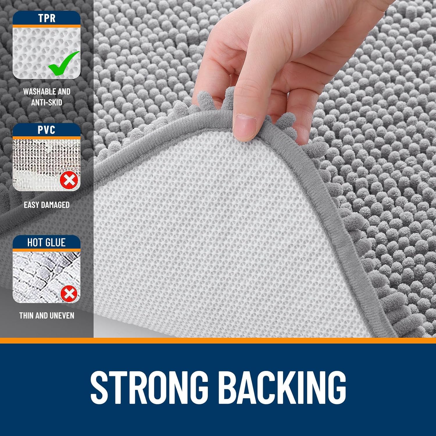 OLANLY Bathroom Rugs 30x20, Extra Soft Absorbent Chenille Bath Rugs, Rubber
