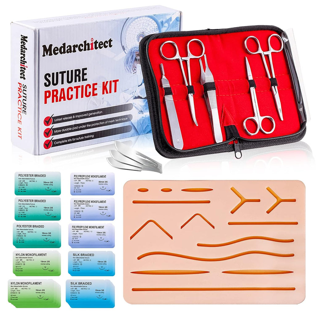 Medarchitect Suture Practice Complete Kit for Medical Student Training