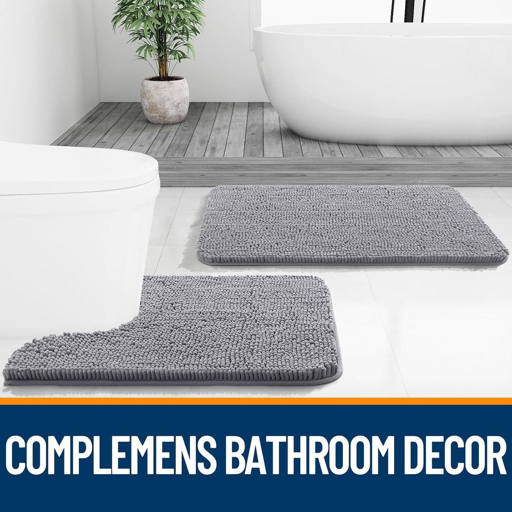 OLANLY Bathroom Rugs 30x20, Extra Soft Absorbent Chenille Bath Rugs, Rubber