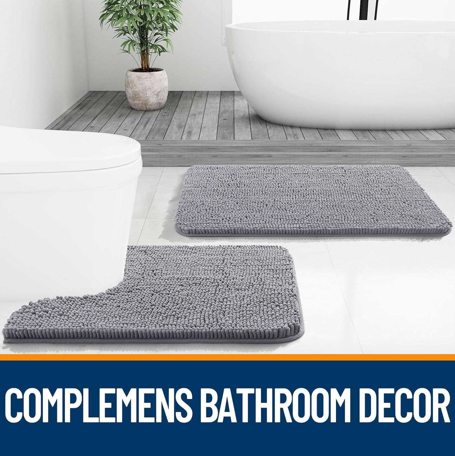 OLANLY Bathroom Rugs 30x20, Extra Soft Absorbent Chenille Bath Rugs, Rubber