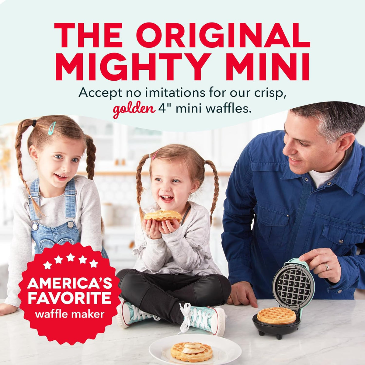 Dash Mini Waffle Maker- Compact Electric Iron for Creative Homemade Treats