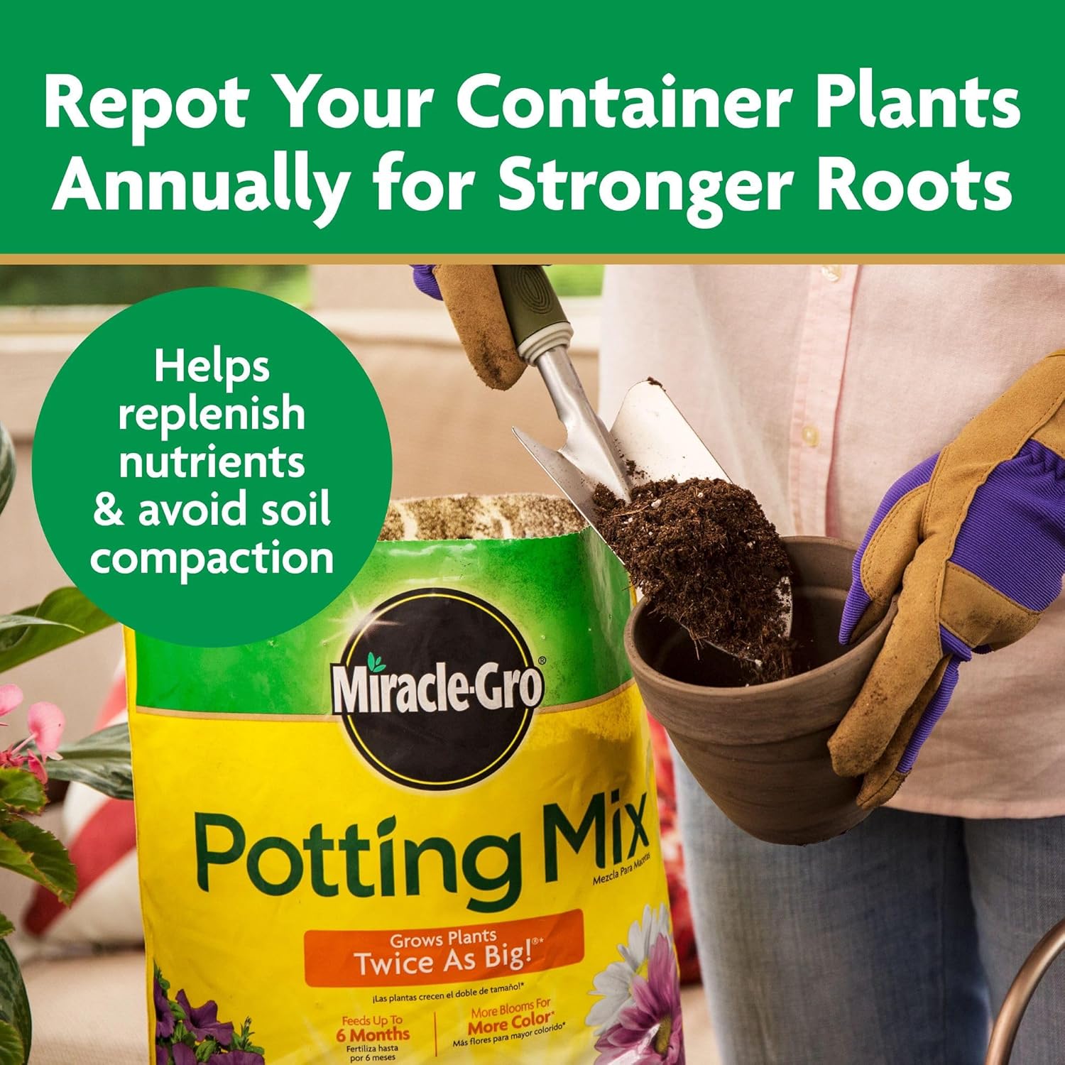 Miracle-Gro Potting Mix - For Container Plants, Flowers, Vegetables, Shrubs