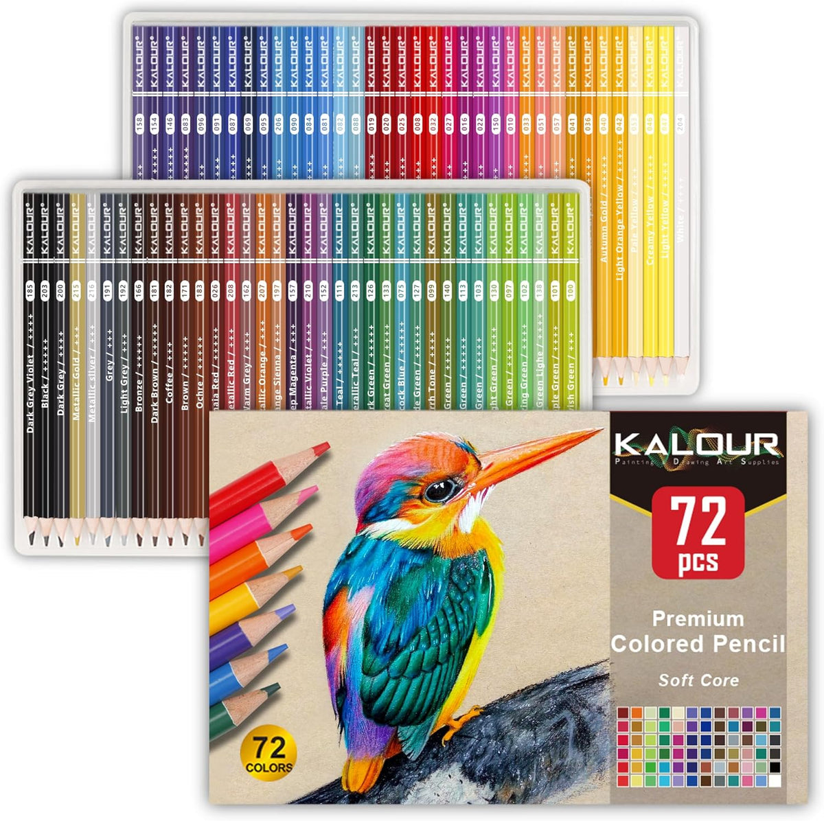 KALOUR 72 Count Colored Pencils for Adult Coloring Books, Soft Core,Ideal for