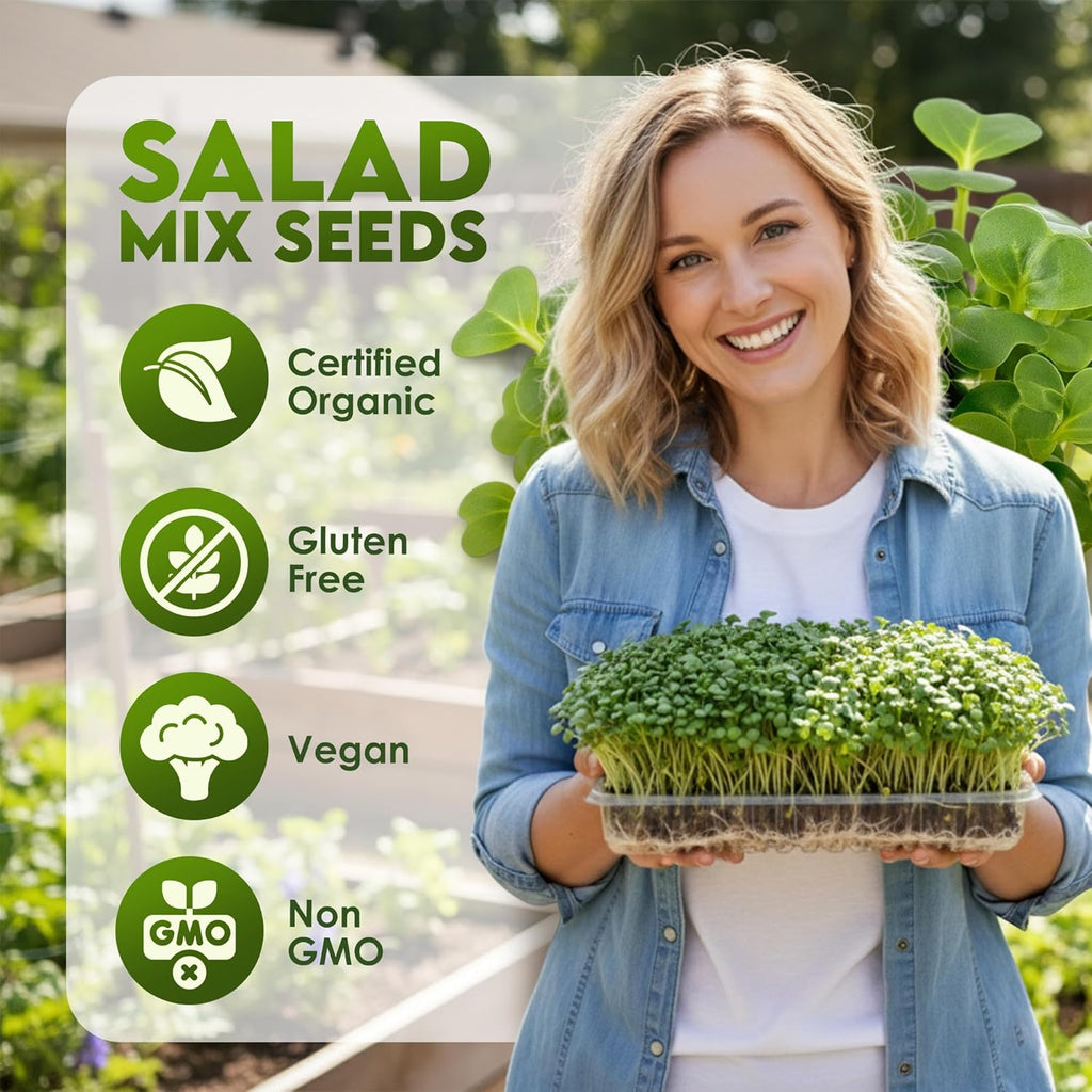 Nature Jim’s Sprouts Organic Salad Mix – Non-GMO Microgreen Seeds, Perfect