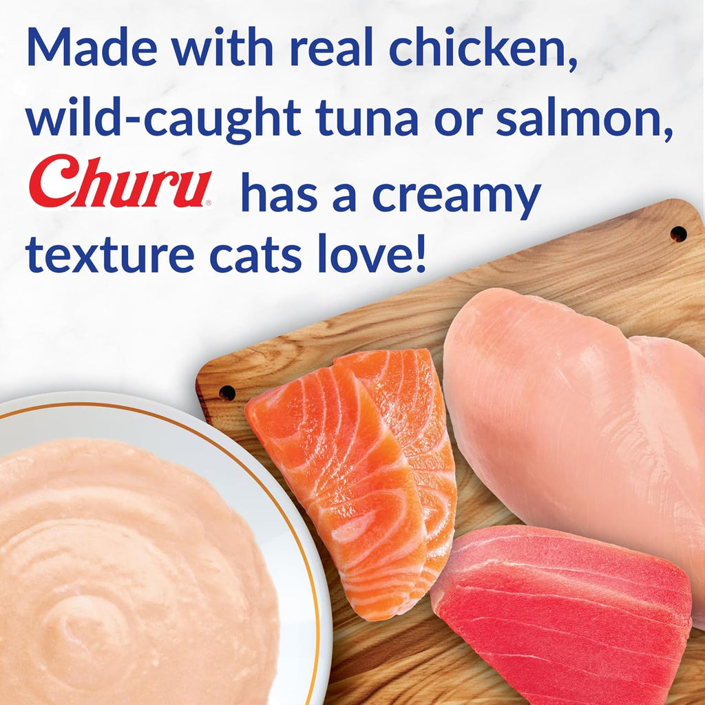 INABA Churu Cat Treats, Grain-Free, Lickable, Squeezable Creamy Purée Cat