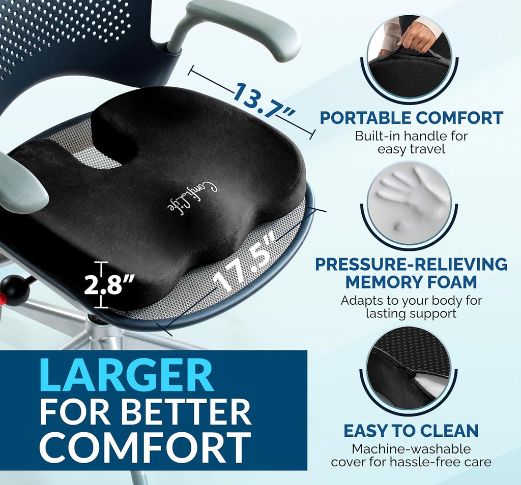 ComfiLife Premium Gel & Memory Foam Seat Cushion – Doctor Recommended Office