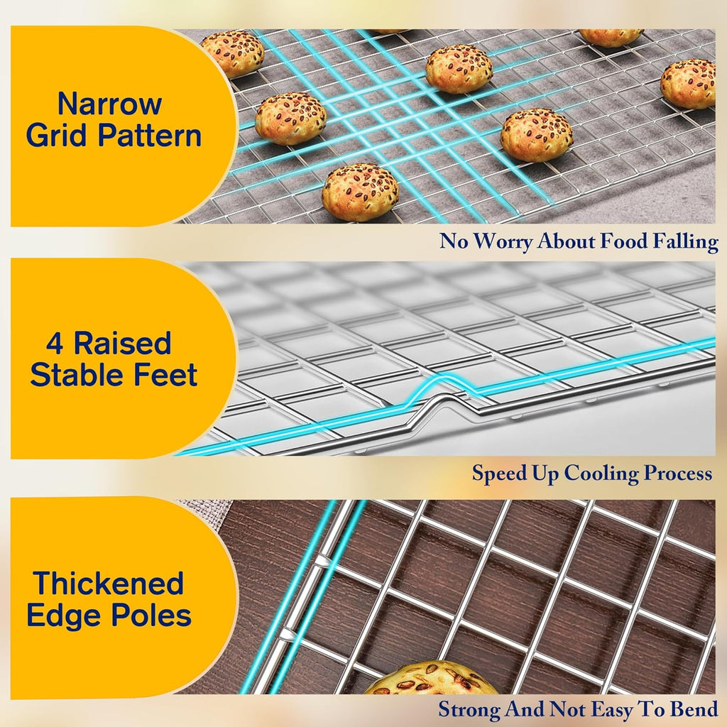 2PCS Cooling Racks for Cooking and Baking - 10" x 15"Heavy Duty Stainless