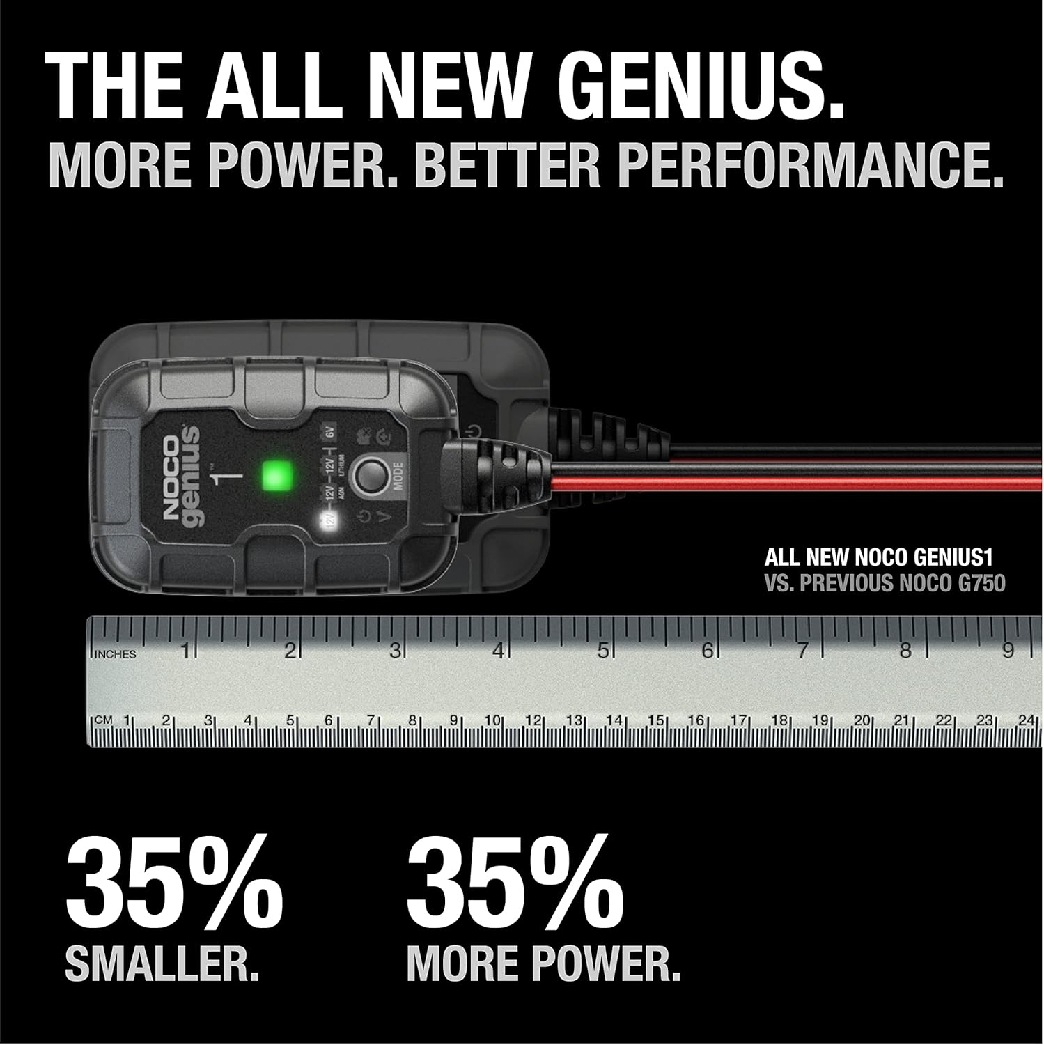NOCO GENIUS1: 1A 6V/12V Smart Battery Charger – Automatic Maintainer, Trickle