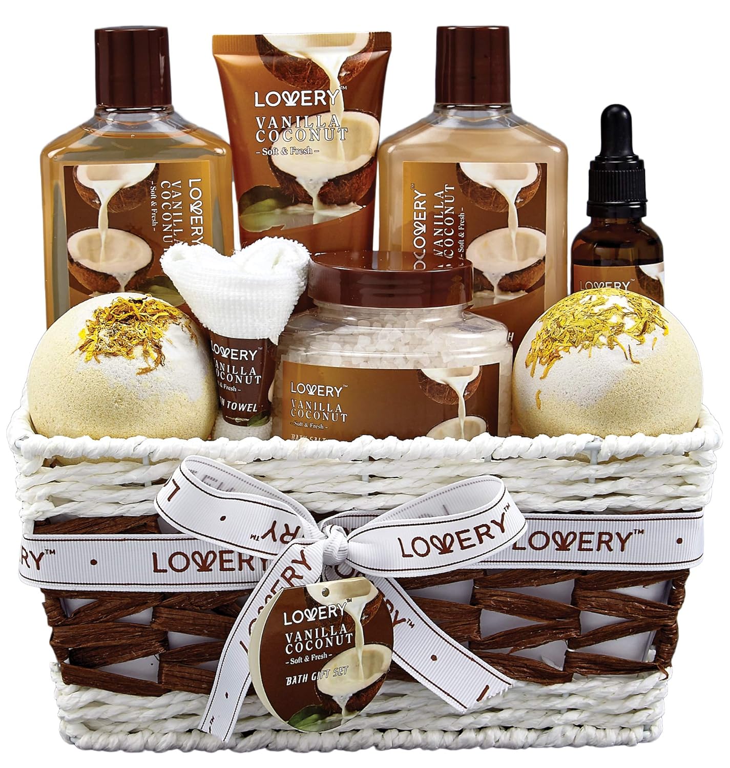 Gifts For Women Gift Basket for Women– 9 Piece Set of Vanilla Coconut Home