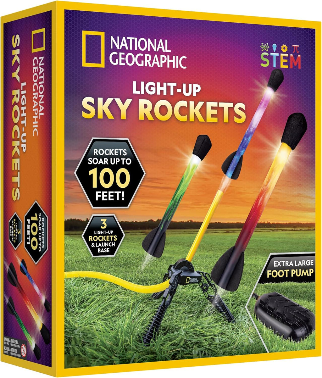 NATIONAL GEOGRAPHIC Air Rocket Toy – Ultimate LED Rocket Launcher for Kids