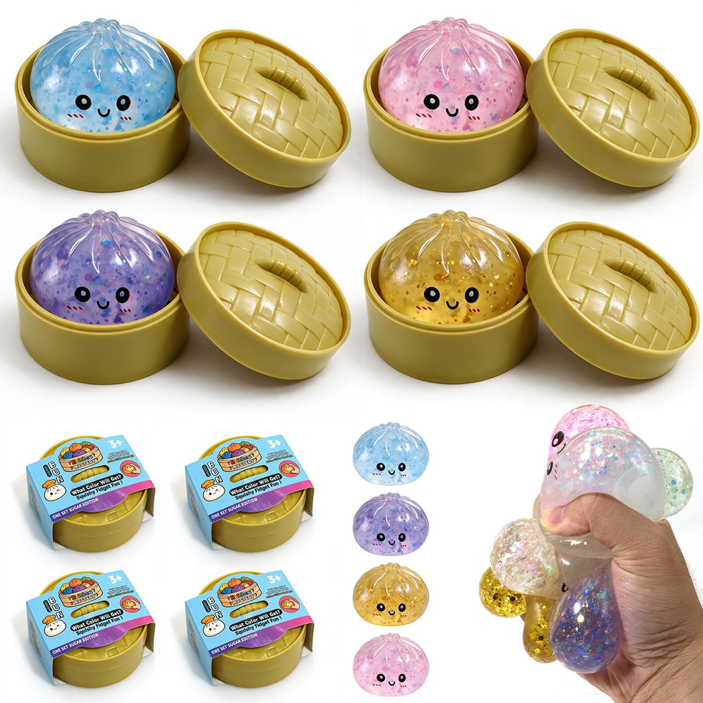 4PCS Dumpling Squeeze Toys, Squishy Mystery Box, Relief for Desk Decor,Cute