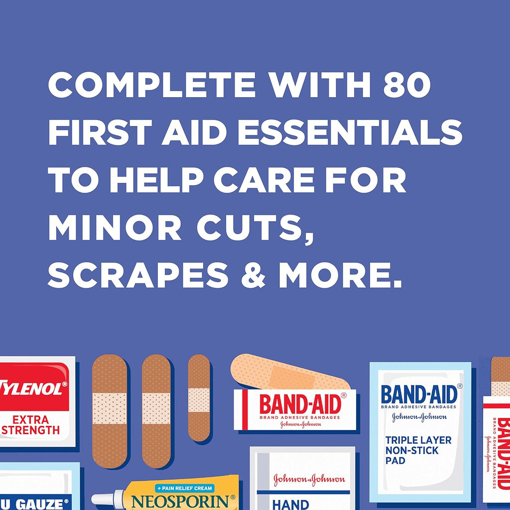 BAND-AID Brand Travel Ready Portable Emergency First Aid Kit for Minor Wound