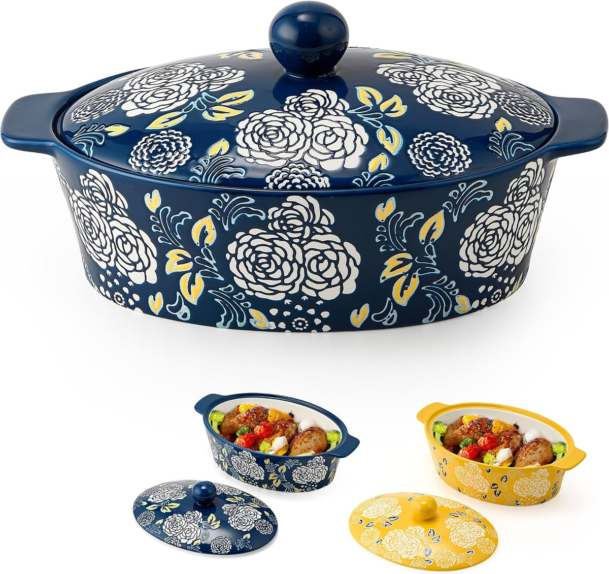 Ceramic Casserole Dish With Lid, Casserole Dishes for Oven - ceramic casserole dish with lid set
