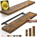 BAYKA Rustic Brown Floating Shelves 22.5in, Set of 2, Wall Mount Wood Shelf