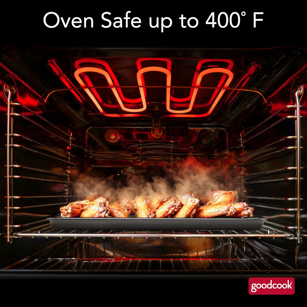 GoodCook 15” x 10.5” Nonstick Carbon Steel Baking Pan & Raised Wire Rack