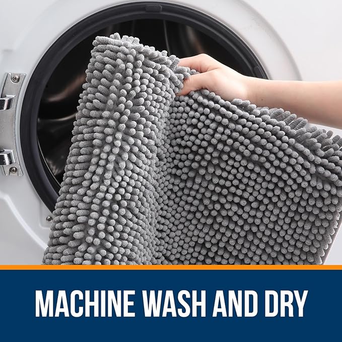 OLANLY Bathroom Rugs 30x20, Extra Soft Absorbent Chenille Bath Rugs, Rubber