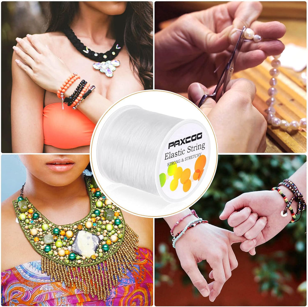 Paxcoo Elastic Bracelet String Cord Stretch Bead Cord for Jewelry Making and