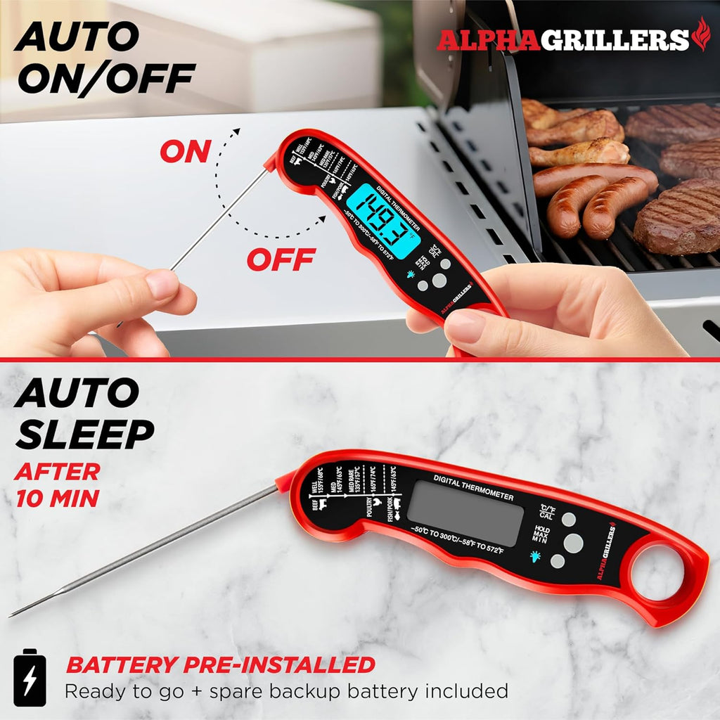Alpha Grillers Meat Thermometer Digital – Instant Read Food Thermometer for