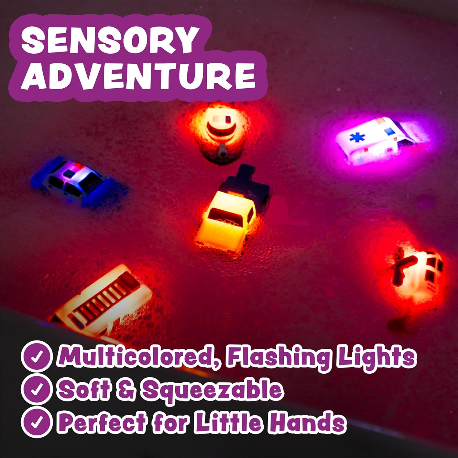 Tub Works® Emergency™ Cars Light Up Bath Toys, 6 Pack